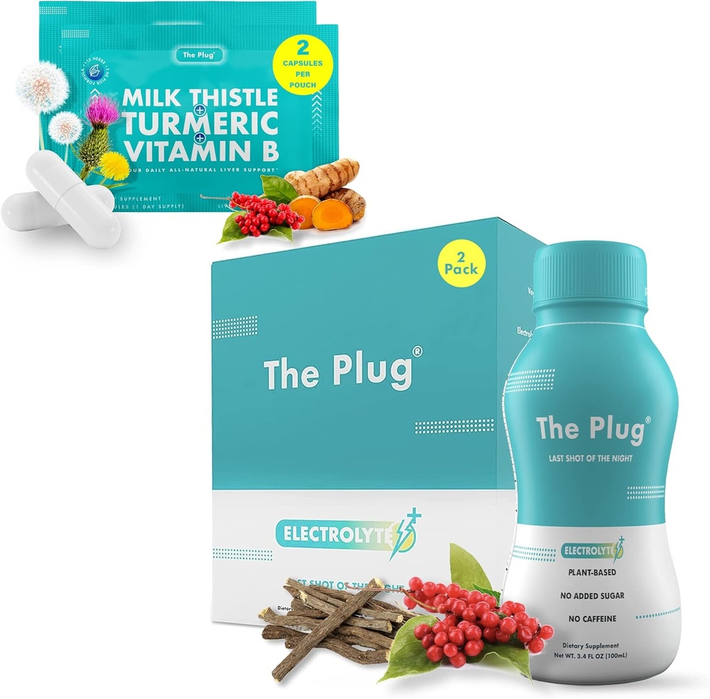 Plug Liver Cleanse Detox & Napraw Pakiet - Suplement Pigułki & Napoje Recovery (2 Pack)