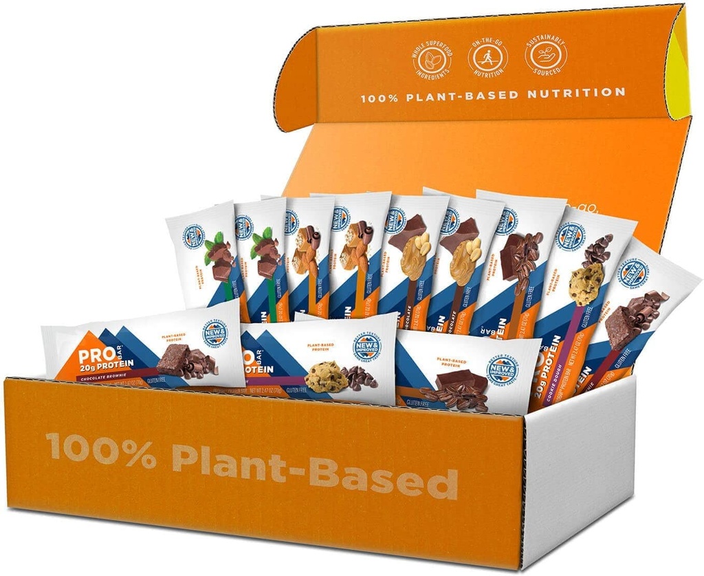 PROBAR - Bar PROTEIN, Pakiet odmian, Non-GMO, Gluten- Free, Zdrowe, Plant- based, Składniki żywności, Natural Energy (12 Count) - Smaki maja Vary