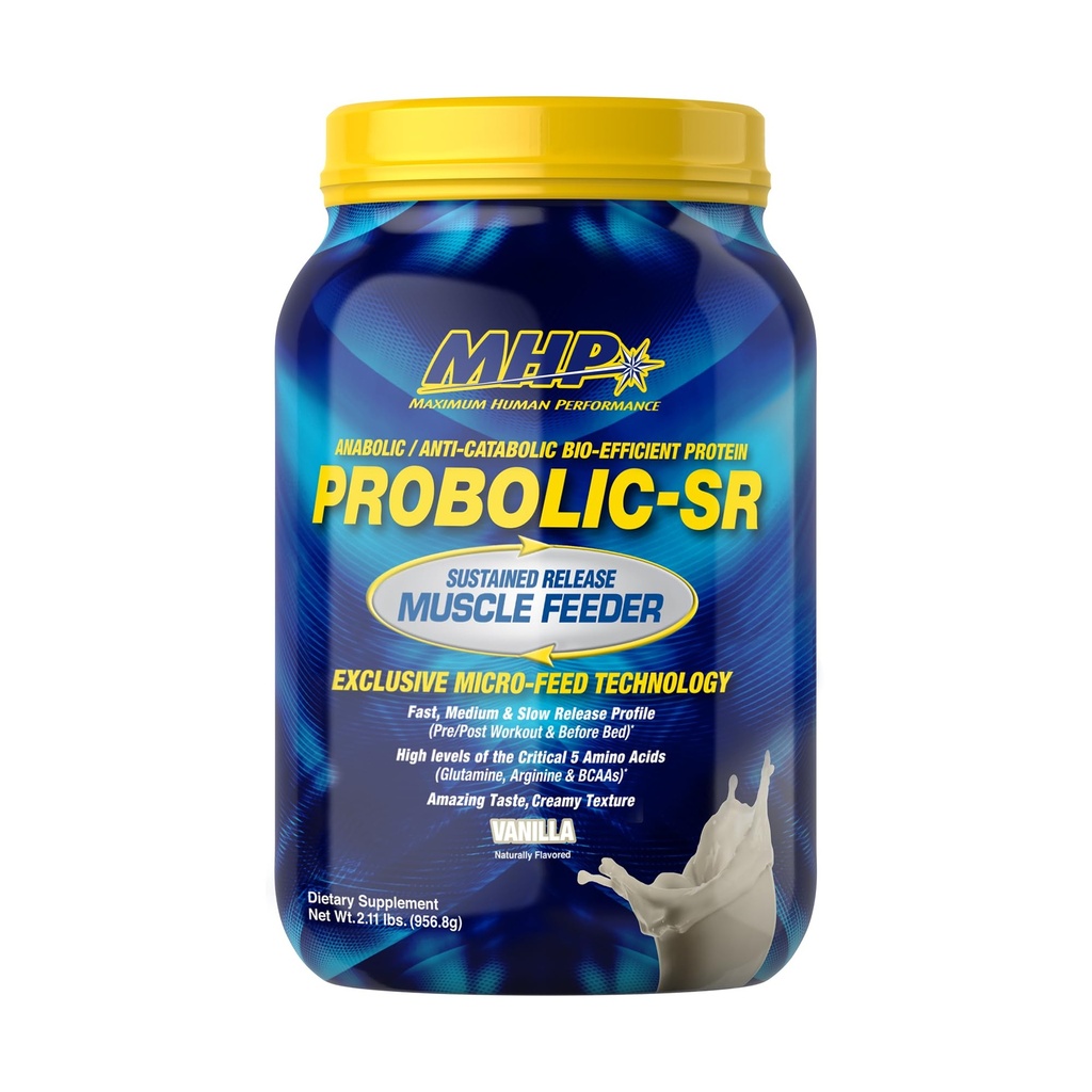 Maksymalny poziom aktywności ludzkiej Probolic- SR Trwałe uwalnianie białka w proszku, 24 g białka, BCAA, glutaminy, argininy, przygotowania wstępne, Post- Workout, Białko nocne, 2lbs, 26 Służenie, Wanilia