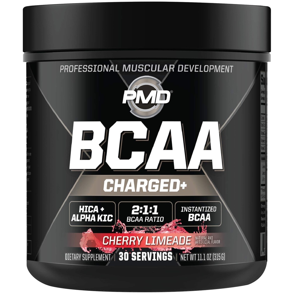 PMD Sports BCAA Ładowane Pyszne Amino Acid Drink Mix dla wydajności, Odzyskiwanie, Wytrzymałość i Nawodnienie - Zwiększ funkcję mięśni do treningu i Daily Energy - Cherry Limeade (30 Służenia)
