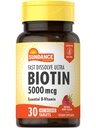 Sundance Fast Rozpuścić Biotin 5000mcg do 124; 30 Tabletki do 124; Esential B- Witamina do 124; Natural Berry Flavor do 124; Wegetariański, Non-GMO, i gluten suplement wolny