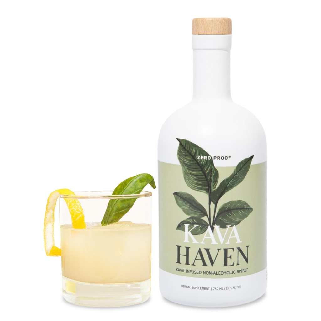 Kava Haven Non Alcoholic Spirit, 750ml Butelka do 124; Kava Kava Drink do 124; Non Alternative Spirit for Mixed Drink Recipes do 124; Niskie Calorie do 124; Wszystkie naturalne 124; - Lemon Ginger Flavor (17 Servings)