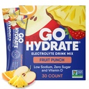 GoHydrate Instant Hydration w proszku Pakiety - Niski poziom elektrolitów sodu Drink Mix - Naturalne wsparcie nawadniania, Bez cukru Electrolyte aromatyzowany proszek Drink z witaminą D, 30 opakowań, Owoce Punch