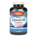 Carlson - Salmon Oil Complete, 700 mg Omega- 3 s + Astaksantyna, Wsparcie sercowo-naczyniowe, Funkcje mózgu & Joint Health, 120 żel miękkich