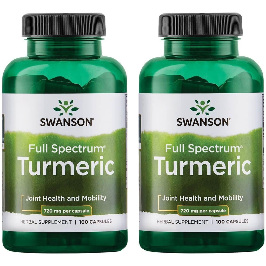 Swanson Premium Brand Turmeric Curcumin Antioksydant Joint Health Cardival Liver Detox Mood and Memory Supplement Curcuma Longa (Rhizome) 1.44 Grams (1440 mg) 100 kapsułki (opakowanie po 2)