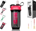 Litex Shaker Butelki do shake 'ów protein, 26oz Blender Shaker Butelka do wstępnego treningu, Shaker Cups with Straw, Butelki Tritan Mixer dla proszku protein, z pędzlem i instrukcjami (Rose red)