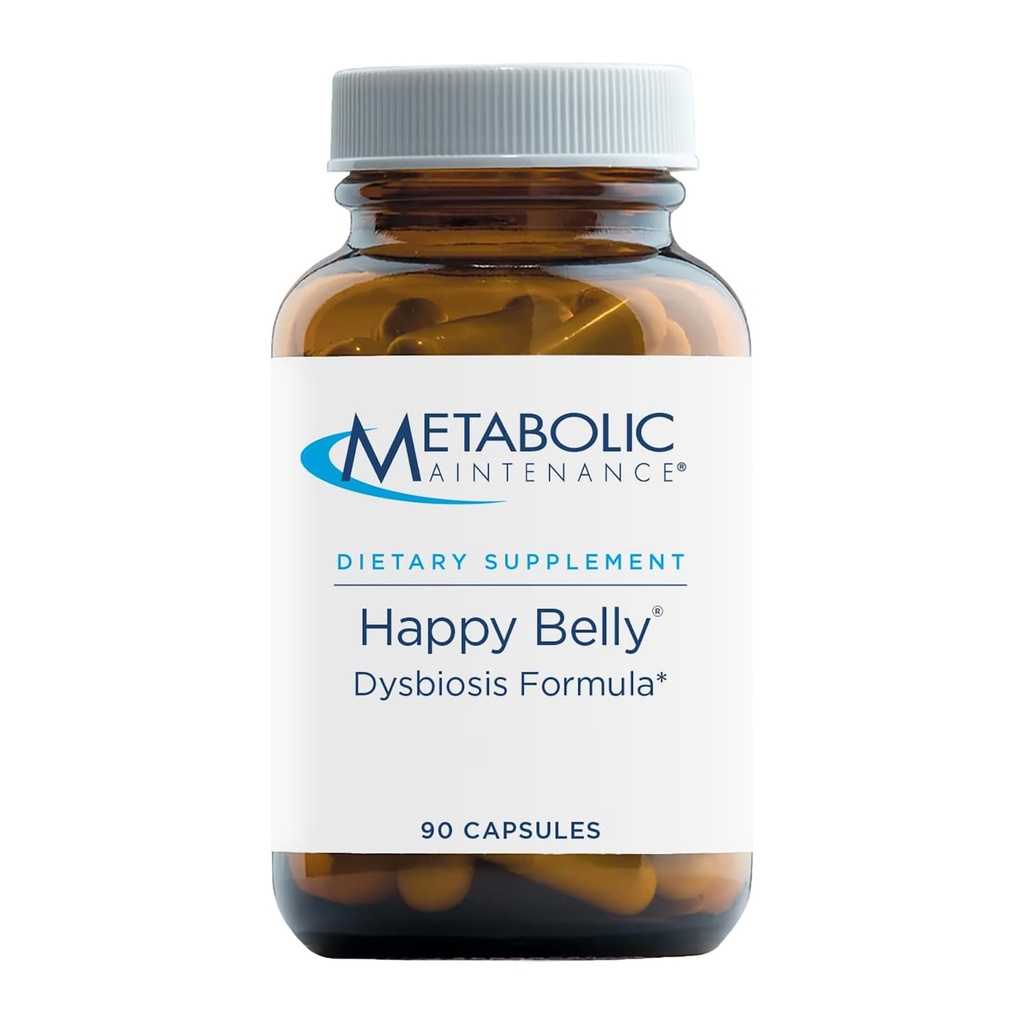 Metaboliczne utrzymanie Happy Belly - Gut, GI + Detox Wsparcie z kwasem kaprylowym, Czarny orzech, Olive Leaf + Barberry Supplement - Pomoc Utrzymanie normalnego zdrowia + równowagi (90 kapsułki)