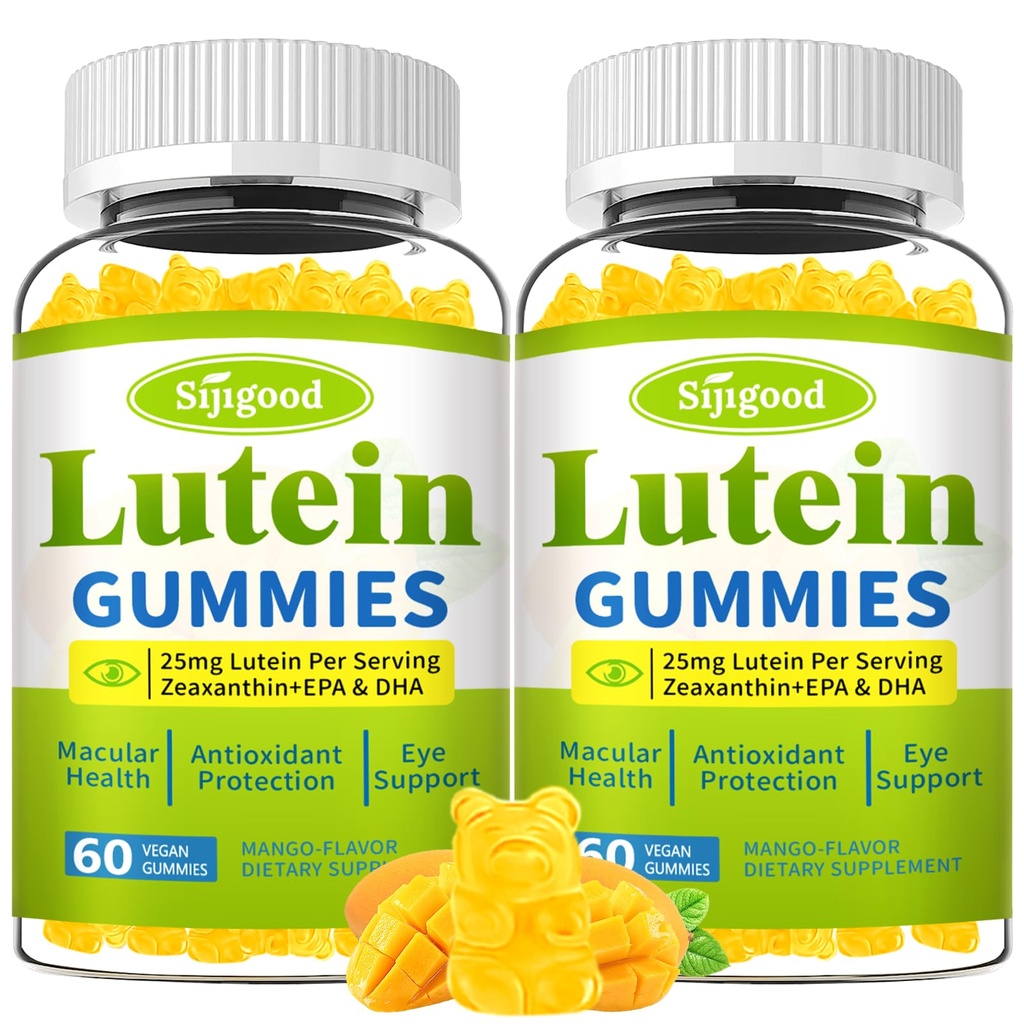 Luteina i Zeaksantyna Suplementy Gummie z Astaksantyny & Ekstrakt Bilberry - Witaminy oko z Omega-3, Witaminy A, C, E, D3 i Zinc dla Vision Health - Bez cukru, Mango Flavor, 120