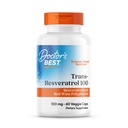 Doktor 's Best Trans- Resveratrol 100, Resveratrol z Red Wine Polyfenol (ResVinol), Non-GMO, Gluten Free, Soy Free, Vegan 60 Veggie Caps