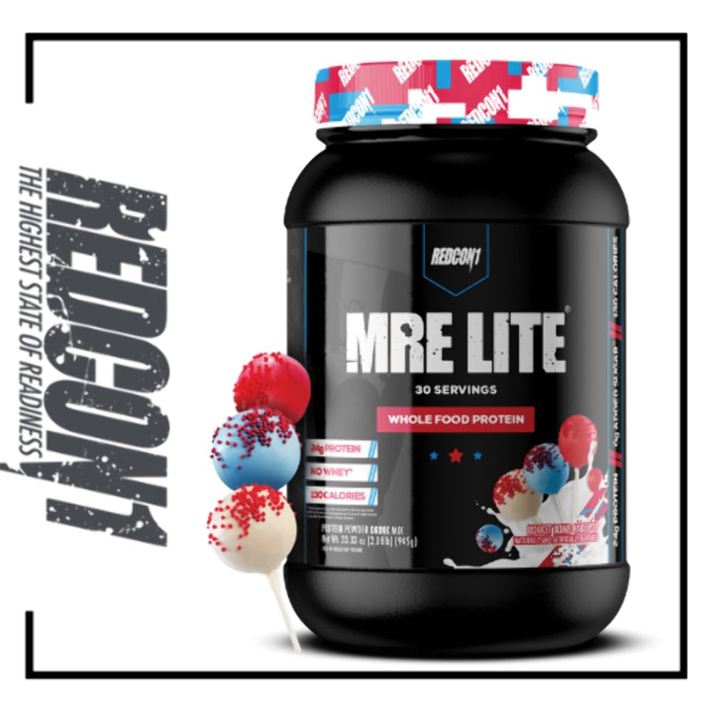 Redcon1 MRE Lite Whole Food Low- Carb Mączka zastępczego białka proszku - Rocket Bomb Cake Pop (2.11 Lbs. / 30 Służenia)