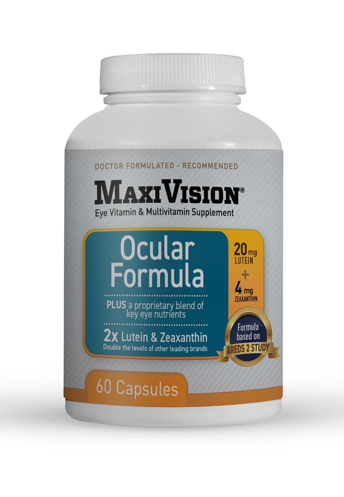 MaxiVision ® Formuła okulistyczna - AREDS2 - Witaminy i wielowitamina - Luteina i Zeaksantyna - 1 butelka (60 kapsułek)