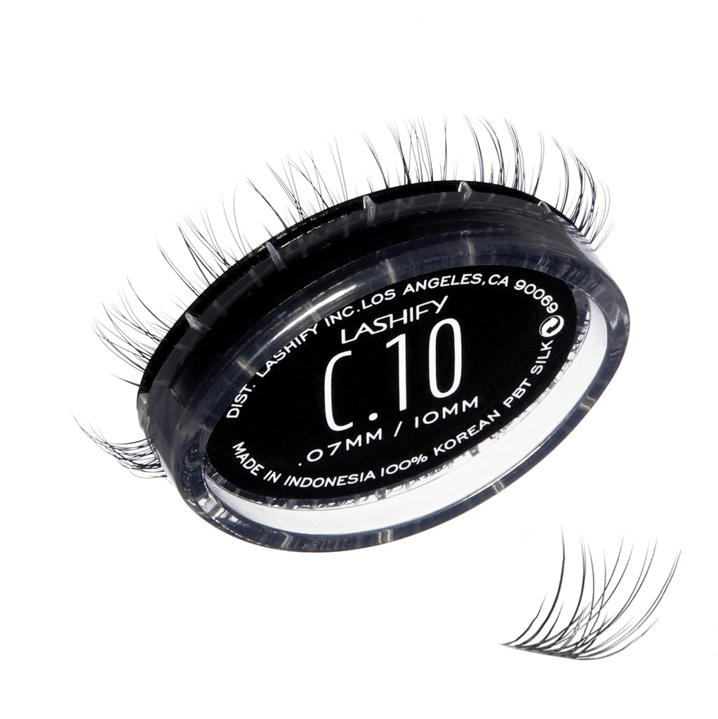 Lashify Curl 10mm Gossamer DIY Eyelash Rozszerzenia Refill, czarny, łatwe fałszywe rzęsy dla naturalnego wyglądu
