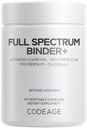 Codeage Binder + Systemic Binder Supplement - Aktywowane Pigułki Węglowe, Bentonit Clay Proszek mineralny, Kwasy Fulvic & Humic, Molibden, Formularze węgla - 90 Kapsułki