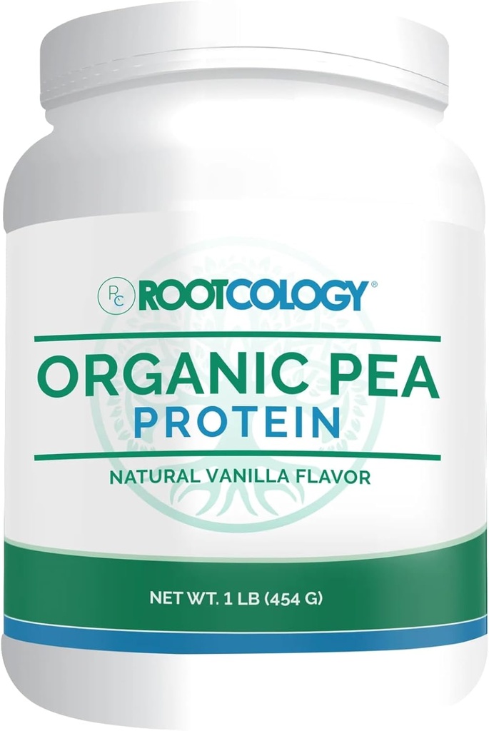 Rootcology by Dr. Izabella Wentz Kobieta 124; Organic Pea Protein 124; USDA Certified Organic Pea Protein with 20g Plant Protein per Serving Between 124; Natural Vanilla Flavor Between 124; 454g / 15 Servings