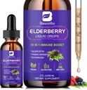 Syrop z bzu czarnego z Quercetin, Panax Ginseng, Witamina C i Cynk, Sambucus Elderberry Syrop Płynny, Wegan, Non-GMO i Gluten Free