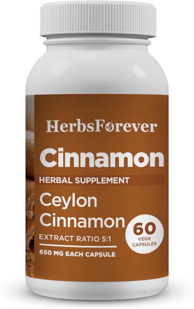Herbsforever Ceylon Kapsułki Cynamon Ogólny Wellness Supplement High Potency 800 Mg Extract 60 Kapsułki Vege