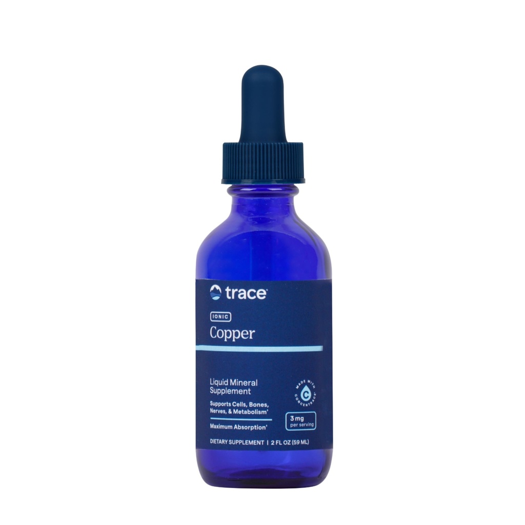 Ślad Minerały Jonic Copper - Liquid Copper Supplement for Blood Health - Wspomaga zdrowe tkanki łączące, Metabolizm i Nerwy - 2 fl oz (48 Służenie)