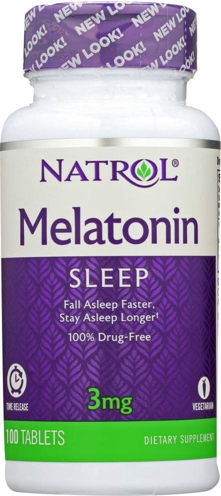Natrol Melatonina 3 mg Sleep Time Release Dietetic Supplet Tablets 100 ea (Opakowanie po 4)
