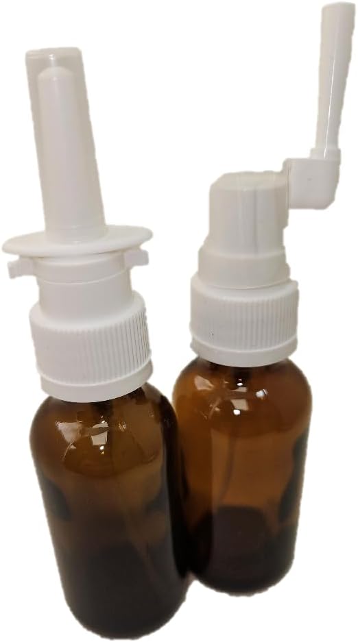 Szkło bursztynowe Puste opryskiwacze do nosa i jamy ustnej do aplikacji koloidalnych srebra i soli, puste 30ml (1oz) 2- Pack