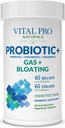 Vital Pro Naturals - Probiotyki gazowe i Bloating + Prebiotyki, Postbiotyki, Parabiotyki, 4-in-1 Suplement do Zdrowia dla Dorośli, Wysoka potencja, 65 Szczepów, Raz Daily Digestive i immunologiczne Wsparcie, 30 zw