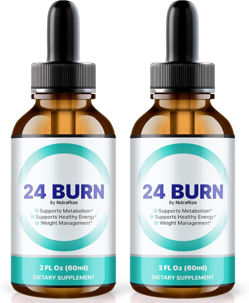 NutraRize (Opakowanie 2 24 Krople Burn, All- Natural 24Burn Liquid Supplement, Oficjalna formuła odżywcza do wsparcia zdrowego i aktywnego stylu życia, Gotas Recenzje (60 Służenia)