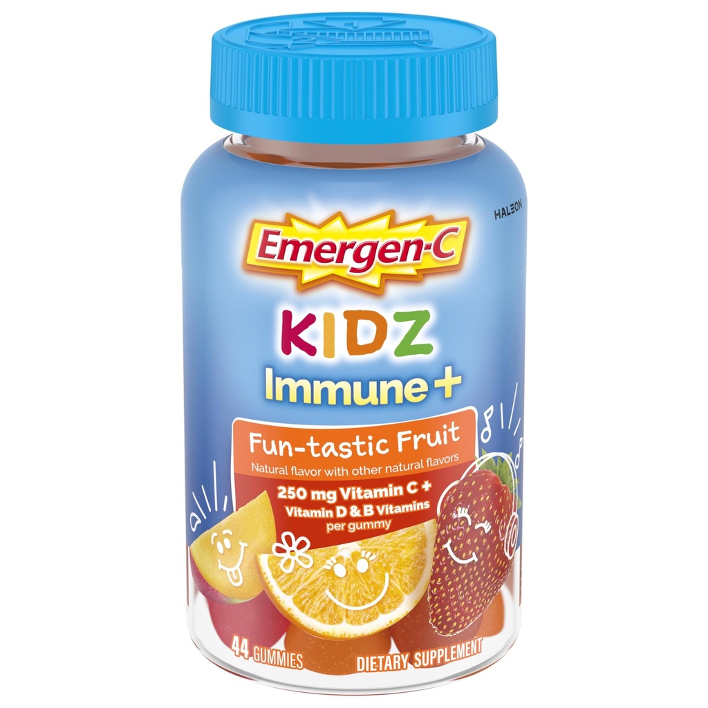 Emergen- C Kidz Witamina C Immune Support Gummies Fun- Tastic Owoce 44CT obejmuje cynku, Mangan, B Witaminy i Witamina D dla Powrót do Szkół Essentials
