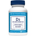 Witamina Shoppe Witamina D3 5000IU Softgel, Wspiera zdrowie kości i immunologiczne, Pomaga w rozwoju komórkowym & Wchłanianie wapnia, Gluten Free & Once Daily Formula (120 tabletek)