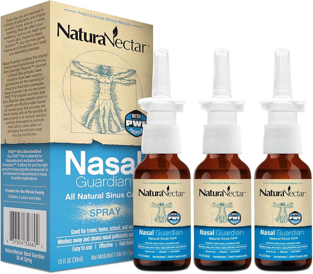 NaturaNectar Bee Propolis Nasal Spray Saline Sinus Rinse & Relief Bee 124; Pure Brazylijczyk Propolis & Ingredients Bee 124; Gentle & No Burning Sensation Adresation 124; Nasal Guardian Adresat 124; Etyczne Pszczelarstwo 124; 1 FL Oz Adresat 124; 3 Pack