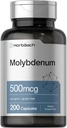 Horbaach Molybdenum Supplement | 500mcg | 200 Capsules | Amino Acid Chelate | Non-GMO, Gluten Free