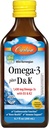 Carlson - Omega-3 + D & K, 1430 mg omega- 3, 2000 j.m. (50 µg) D3, 90 µg K2 jako MK- 7, Heart Health, Bone Support, Lemon, 200 ml
