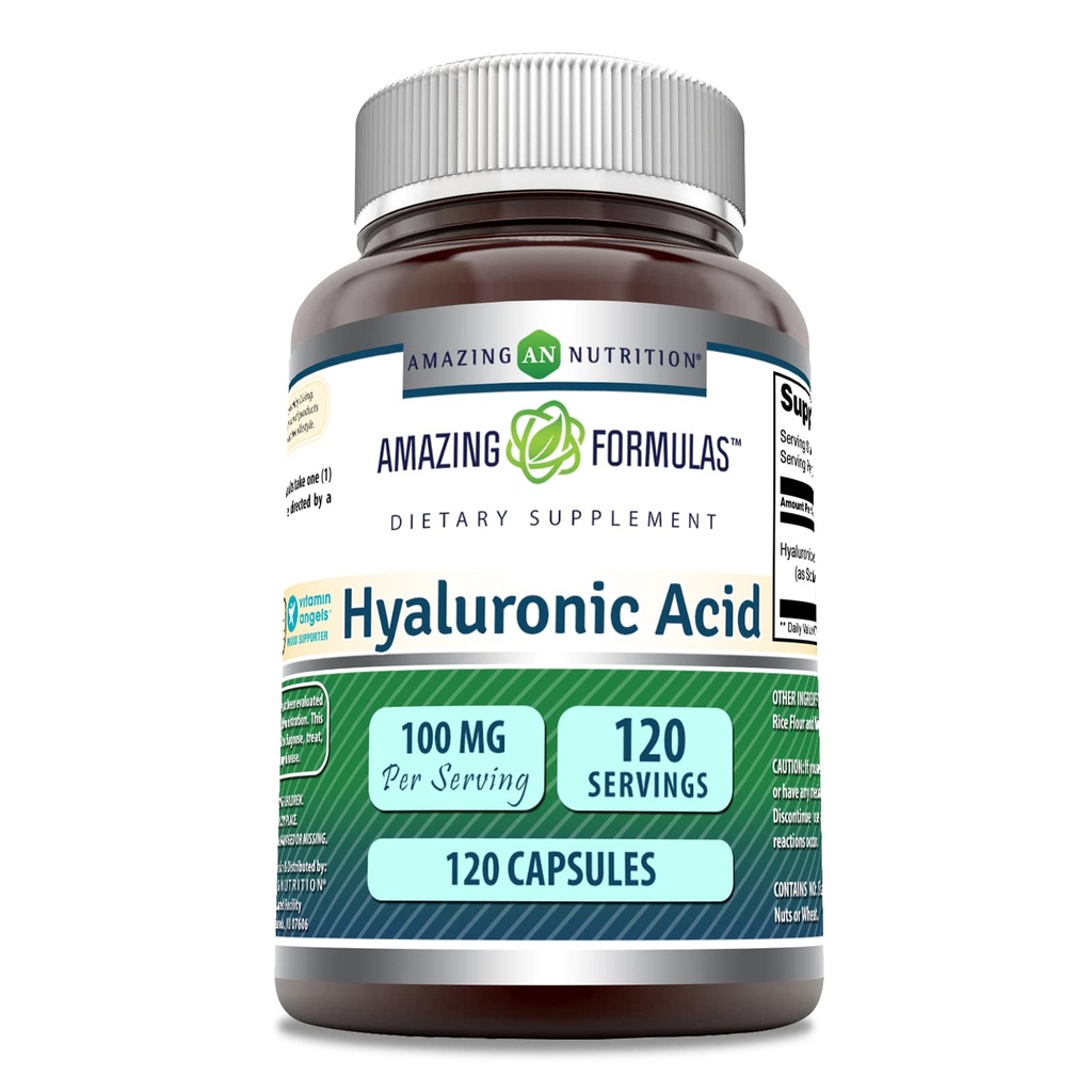 Amazing Supples Hyaluronic Acid 100 Mg Supplement Equipment 124; Kapsułki Equipment 124; Non-GMO Equipment 124; Gluten- Free Equipment 124; Made in USA (1 Pack Equipment 124; 120 Count)