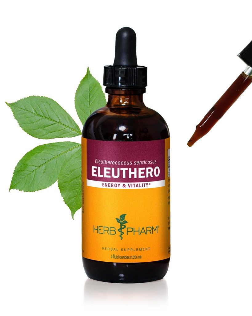 Herb Pharm Eleuthero (Syberyjski Ginseng) Ekstrakt płynny korzeniowy dla energii i staminy, Alkohol trzcinowy, 4 unce
