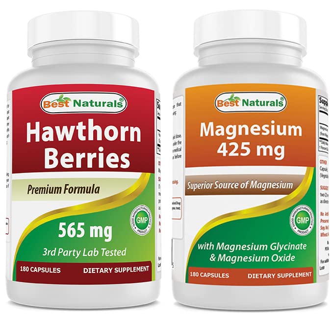Najlepsze naturalne Hawthorn Berry 565 mg & Magnezu Glicynian 425 mg