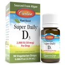Carlson - Plant- Based Super Daily D3 2000 IU (50 μg) na kroplę, Wegetariańska witamina D krople, Płynna witamina D3, Sourced from Algae, Unflavored, 90 Drops (2,54 ml)