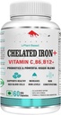 Na zawsze Chelated Żelazny Kwas Foliczny z VIT.C, z probiotyki, VIT. B6, VIT.B9, VIT. B12 - Tabletki Veg, 60