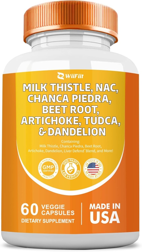Milk Thistle 3000mg NAC Chanca Piedra 2000mg Beet Root 2000mg Artiduck 2000mg Tudca Dandelion Root 1000mg z Cynk Yarrow Turmeric Repair Supplement Plus Chicory, Suplementy mineralne 60 Count