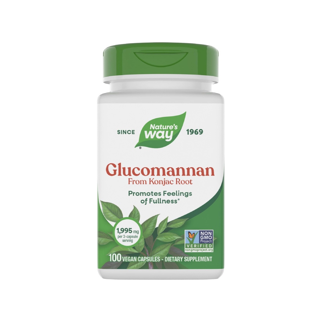 Nature 's Way Herbal Glucomannan z Kapsułek korzeniowych Konjac, Promotes Feelings of Fullness *, 1,995 mg na 3- Capsule Serving, Non-GMO Project Verified, Wegan, 100 Kapsułki (Packaging May Vary)