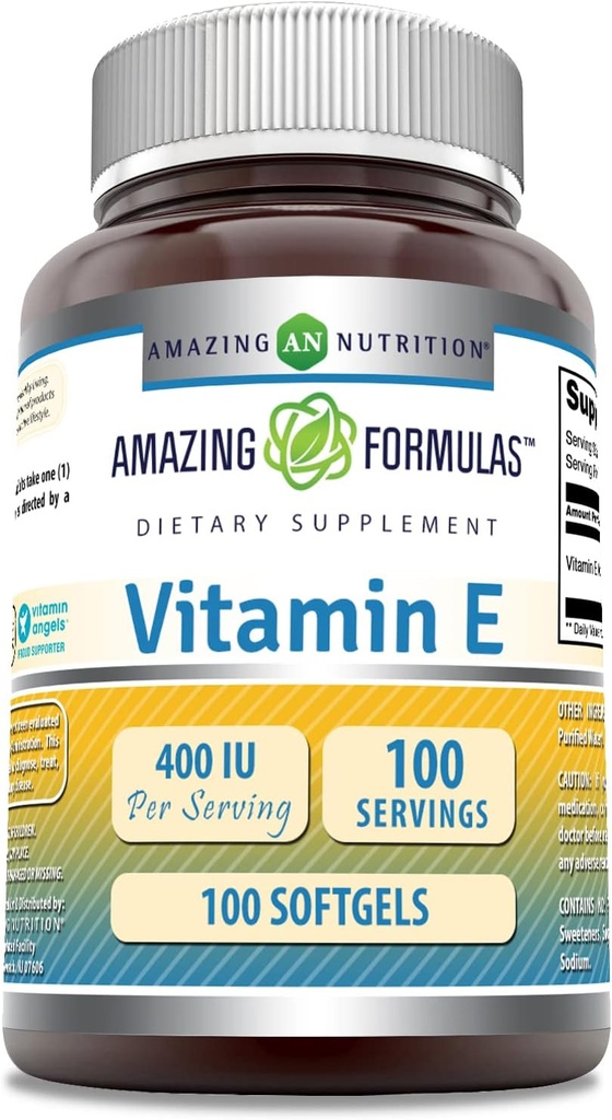 Niezwykłe witaminy E 400 j. m. na suplement serwujący ASTM 124; nieGMO ASTM 124; Gluten Free (100 Softgels)