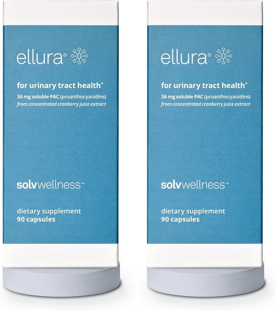 Ellura Solv Wellness Clinically Proven Cranberry Supplement: Get Ahead of UTI with 36mg of 100% Biodostępny PAC, 180 Kapsułki