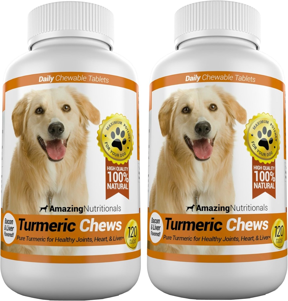 Amazing Turmeric dla psów Curcumin Pet Przeciwutleniacz, Eliminuje zapalenie stawów ból, 120 Przeżuć