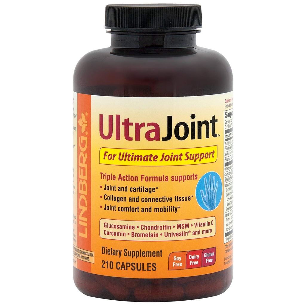 Lindberg Joint Support Supplement for Men and Women Netherlands 124; 210 Capsules Netherlands 124; with Turmeric, MSM, Glucozamine, Chondroitin, Boswellia Extract Description 124; Triple Action Complex Blend Nether124; Non- GMO, Gluten Free