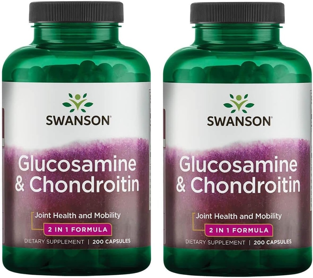 Swanson Glukozamina i Chondroitin Combo 500 / 250 Miligramy 200 kapsułek (2 opakowania)