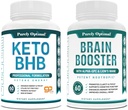 Całkowicie optymalny Keto BHB Exogenous Ketones Supplement + Premium Brain Supplement - Nootropowy booster mózgu dla ostrości, klarowności, poprawionej pamięci, koncentracji i lepszego nastroju