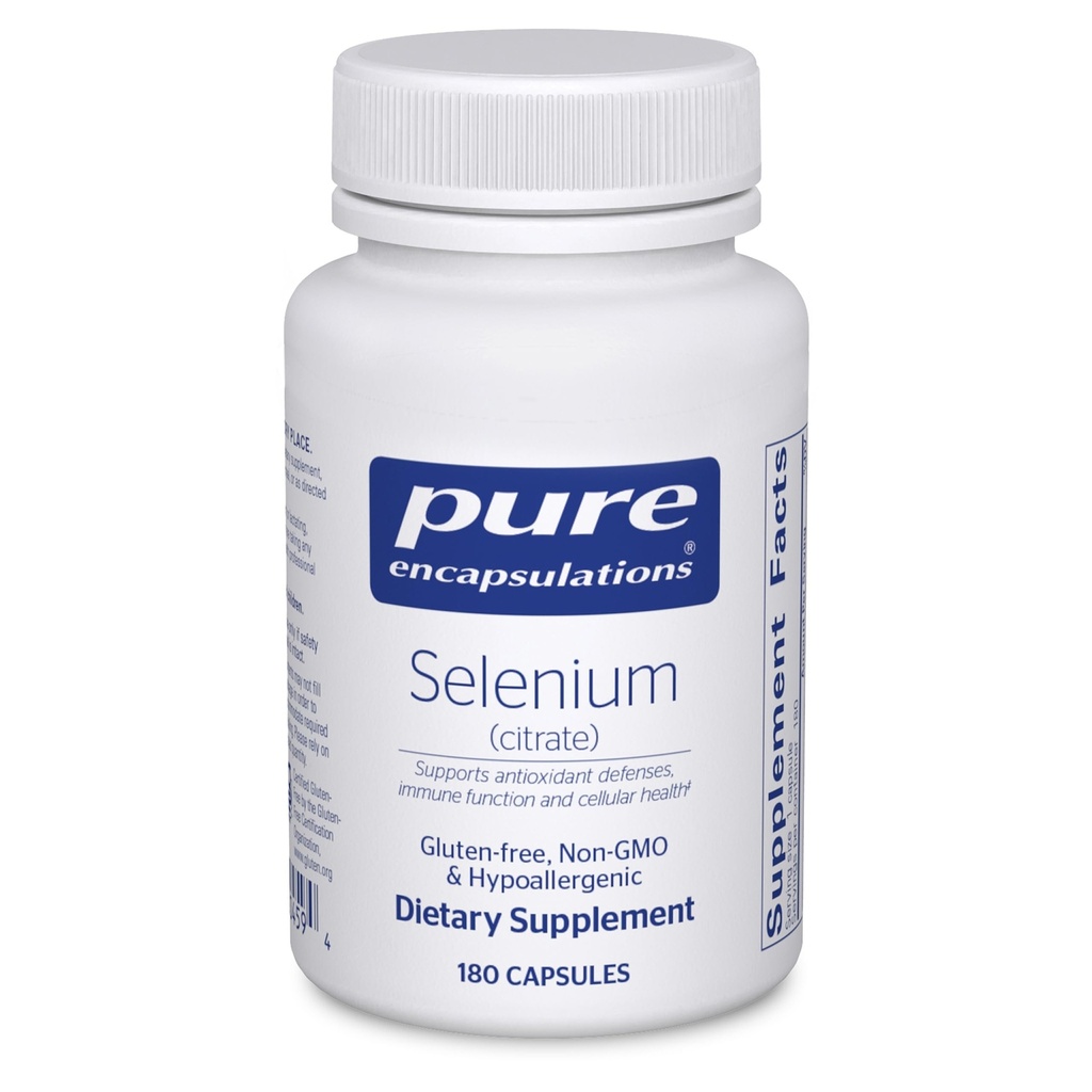 Pure Encapsulations Selenium (Cytrate) - dla immunologicznego systemu wsparcia i zdrowia komórkowego - Suplement przeciwutleniający - Wspomaga przepływ krwi * - Gluten Free & Vegan - 180 Kapsułek