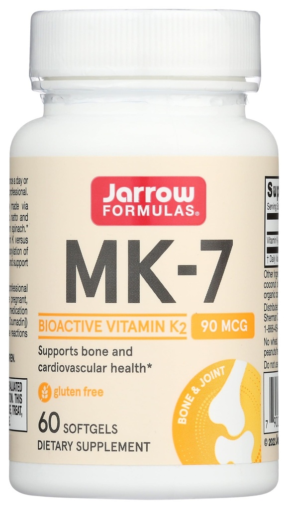 Jarrow Phillips MK- 7 90 µg - Bioactive Form of witaminy K2- 60 Servings (Softgels) - for Bone & Cardival Health - Witamina K2 MK- 7 Suplement diety - K2 Suplement witaminy MK- 7 - Gluten Free