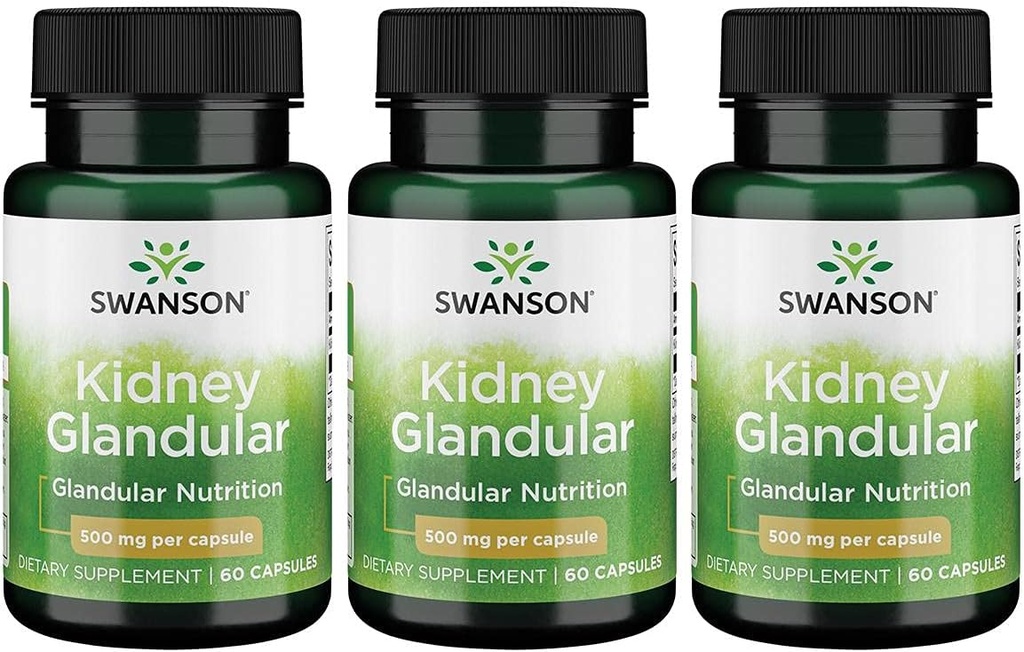 Swanson Nerki Glandular 500 mg 60 Czapki 3 opakowania