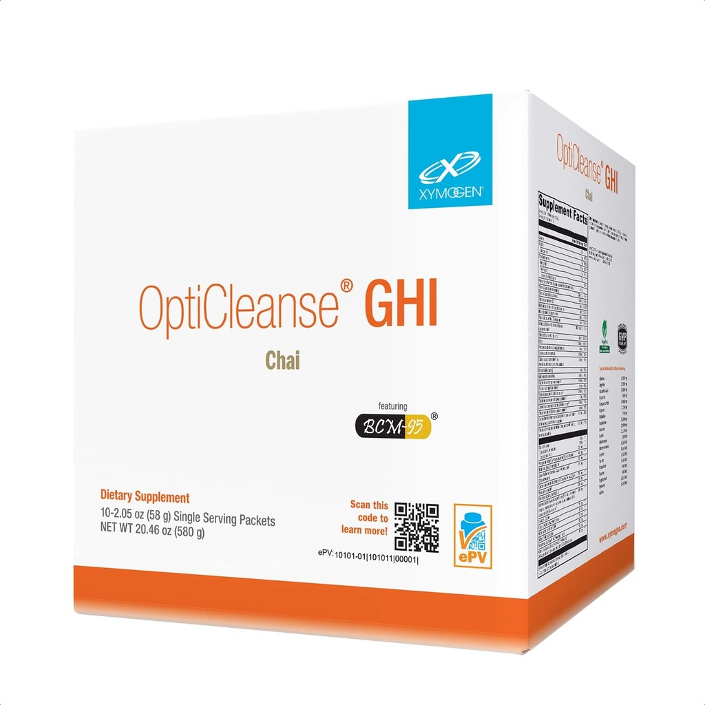 XYMOGEN OptiCleanse GHI Detox Cleanse - Wegański proszek białkowy z witamin, Phytonutrients, Minerały do pomocy Detox wątroby, Cytokine Balance, & Gut Health Support - Chai (10 pakietów)