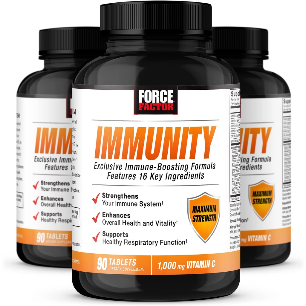 Siła czynnika odporności, Immune Support Booster z Elderberry i 1000mg witaminy C, Plus witaminy D, Cynk, Probiotyki, Przeciwutleniacze, i Echinacea dla immunologicznej obrony zdrowia, 90 Hrabia (Pack of 3)