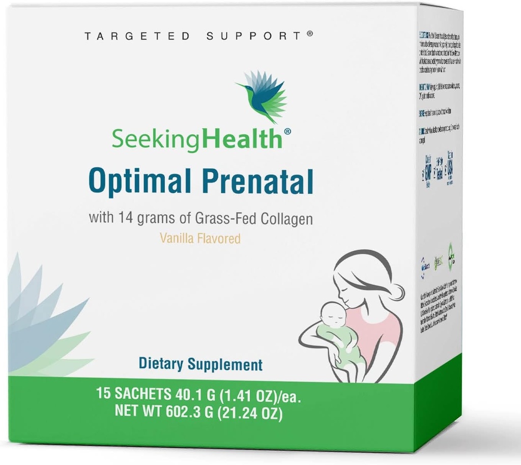 Poszukiwanie zdrowia Optimal Prenatal z Collagen, Kobiet Multivitamin z B12, L- 5- MTHF, Cholina, Wsparcie metylacji, Wspiera płodność i Poczęcie Przez Ciąża i karmienie piersią (15 Służenie)