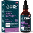 E2H Natural Sleep Support - Płynna melatonina z rumiankiem, Theanine - Sleep Better, Deeper, Dłuższy - Wegan, GMO- Free - Zapewnia Relief Stress - 2 Fl Oz